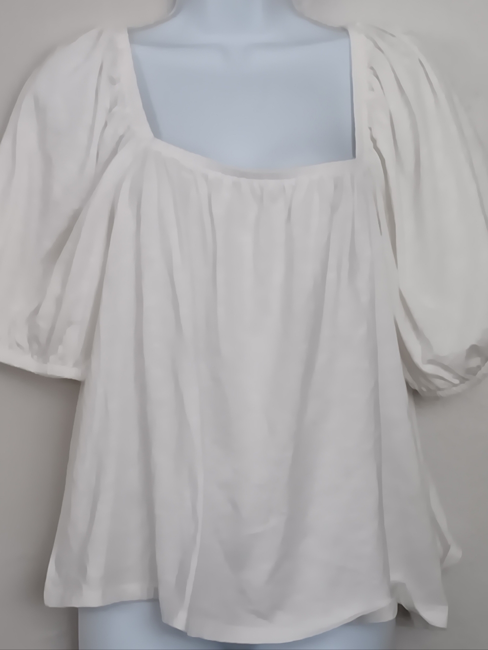 Old Navy Square Neck Sweat Butter color Puff Sleeve Elastic Cuffs Blouse Sz XL